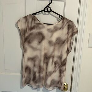 Cream and mauve  cap sleeve blouse